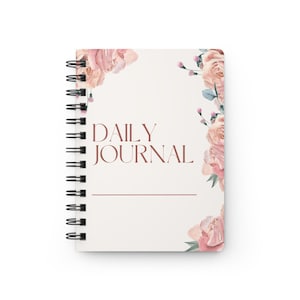 Peach Floral Journal: Feminine Spiral Notebook, Pretty Pink Diary