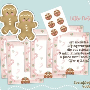 Set di bigliettini di pan di zenzero ~ Adesivi natalizi ~ Regalo di Natale ~ Regalo per gli amanti del pan di zenzero ~ Stazionario di Natale ~ Stazionario per le vacanze