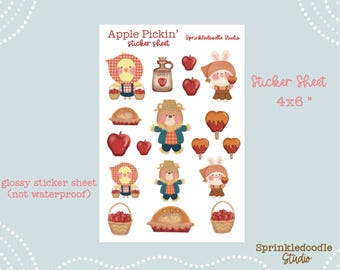 Apple Pickin' Sticker Sheet: Autumn Harvest Planner Stickers
