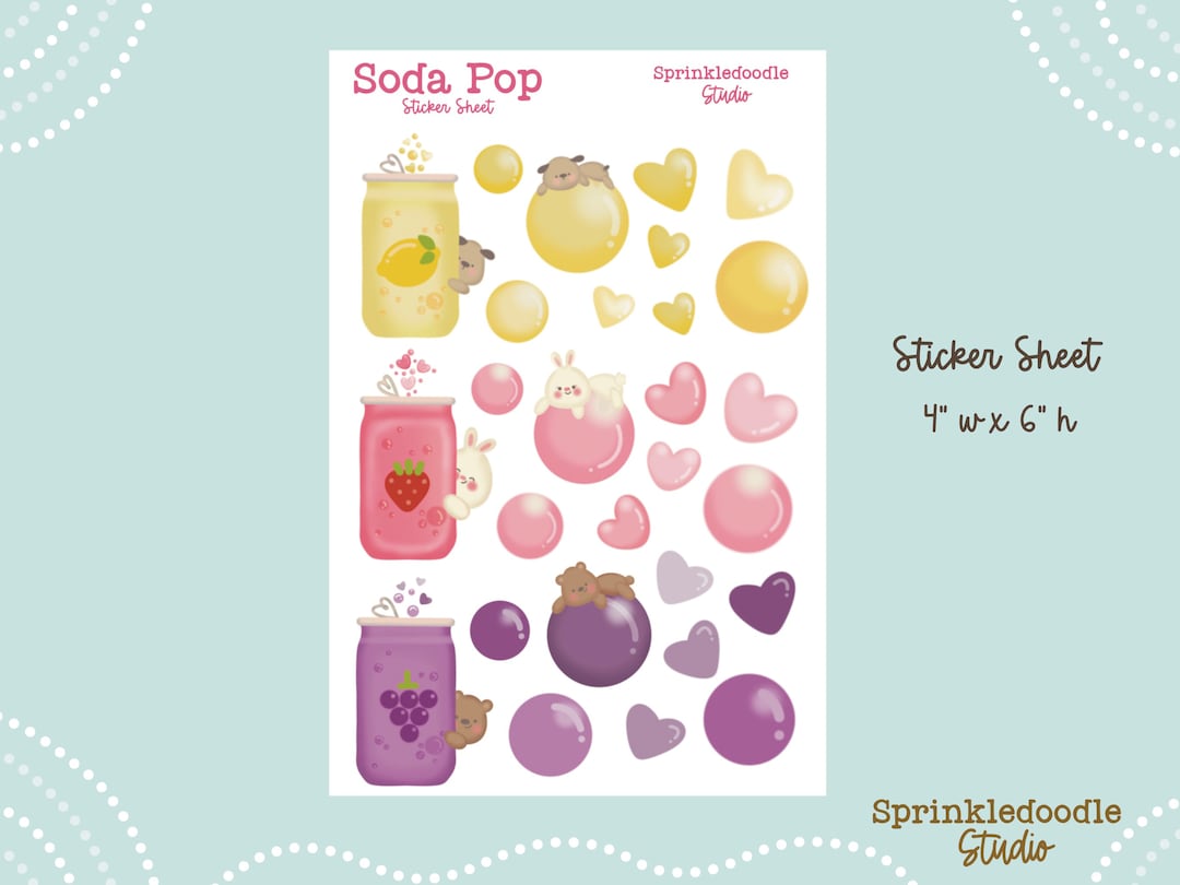 Kawaii Soda Pop Party: Adorable Sticker Sheet for Your Planner and ...