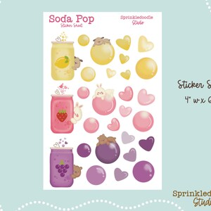 Kawaii Soda Pop Party: Adorable Sticker Sheet for Your Planner and Crafts!
