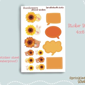 Sunflowers Planner Stickers: Field of Friends for Journals, Planners, Calendars, Notebooks
