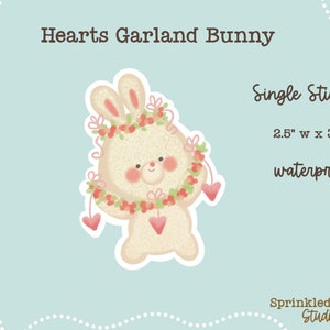 Heart Garland Bunny Sticker