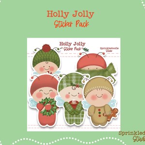 Holly Jolly Sticker Pack - Naklejki świąteczne - Etykieta na prezent świąteczny - Opakowania świąteczne - Naklejki do planera świątecznego - Dziennik świąteczny