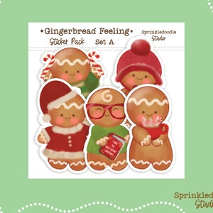 Gingerbread Feeling Sticker Pack A - Christmas Stickers - Gift Tags - Christmas Packaging - Christmas Cards - Holiday Stickers - Journaling
