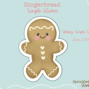 Gingerbread Single Sticker ~ Holiday Sticker ~ Christmas Tags ~ Christmas Journaling ~ Gift for Gingerbread Lovers ~ Gift for Planner addict