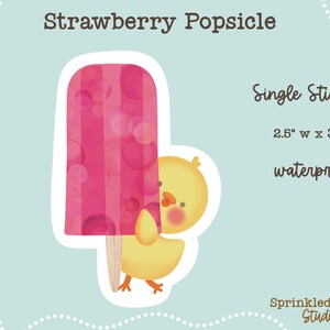 Sweet Summer Strawberry Chick Popsicle Sticker