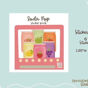 Bubbly Bliss: 6 Kawaii Soda Pop Flavors Sticker Pack for Sweet Collectors!