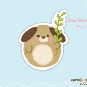 Chibi Garden Puppy Single Sticker ~ Regalo para jardineros ~ Regalo para amantes de la naturaleza ~ Regalo para excursionistas ~ Cute Puppy Sticker ~ Cute Dog Pegatina