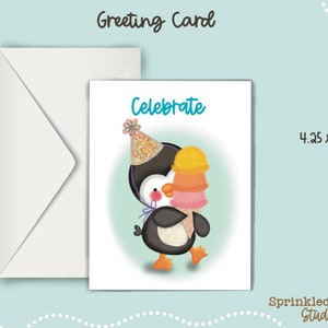 ¡Celebrar! (pingüino) Tarjetas de felicitación