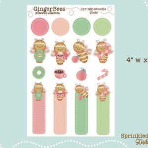 Naklejki do planera Ginger Bees - Naklejki do dziennika - Naklejki do planera świątecznego - Kawaii Christmas - Słodkie naklejki do planera - Prezenty dla planera
