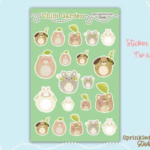 Chibi Garten Sticker Blatt ~ Journal Sticker ~ Kalender ~ Niedliche Garten Sticker ~ Naturliebhaber ~ Geschenke für sie ~ Geschenke für Naturliebhaber