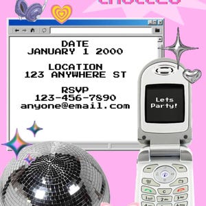 Y2K Theme Party Invitation Template