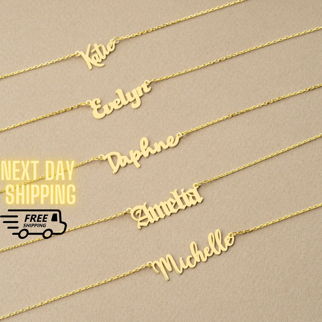 Sterling Silver Name Necklace Personalized Necklace Etsy