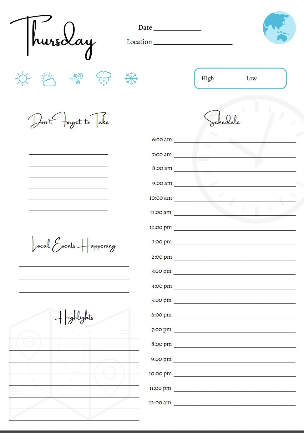 Printable Vacation Day Planner - Etsy