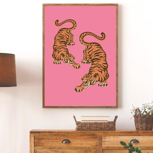 Vintage Tiger Wall Art Print Vintage Tiger Art Wall Decor Etsy