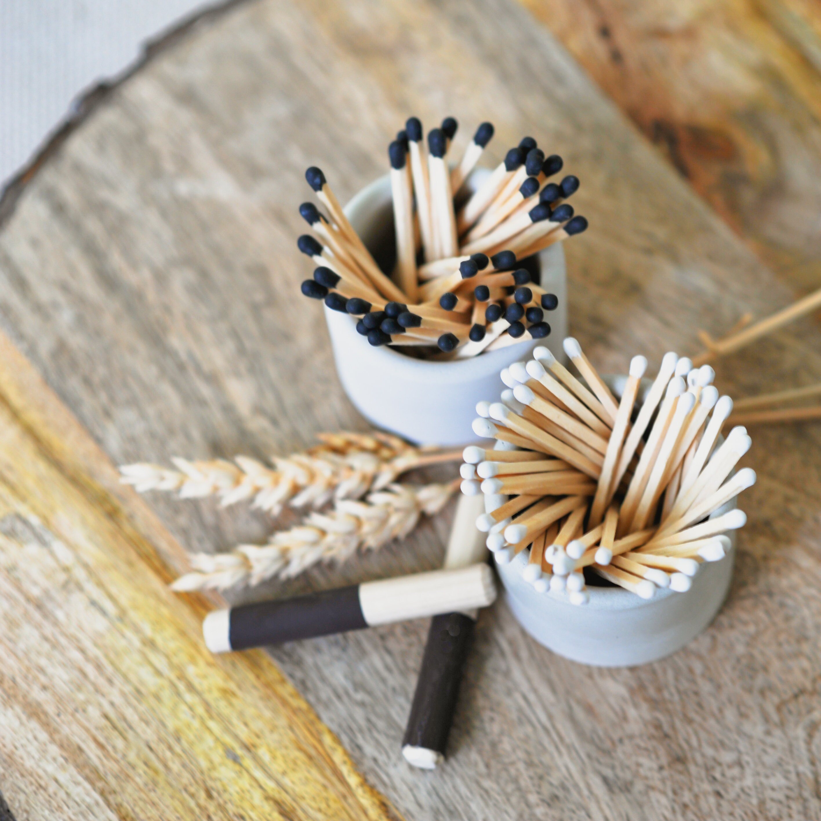 White Long Matches Holder With Striker Gift Set Concrete Pot Etsy