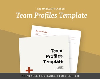 Plantilla de perfiles de equipo, plantilla de empleado, plantilla de gerente, plantillas para gerentes, planificador de empleados, empleado imprimible, gerente imprimible