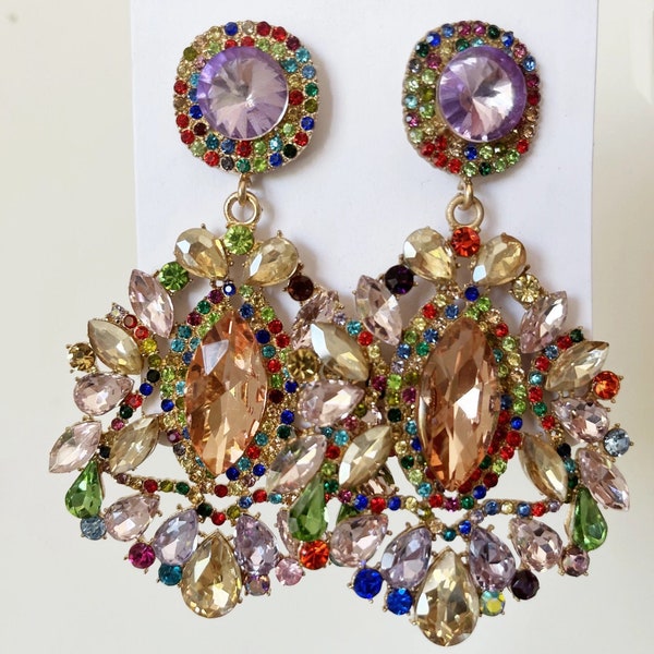 New Multi Color Chandelier Crystal Earrings