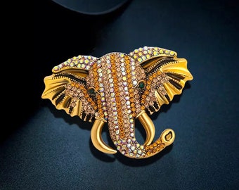 Multi Color Elephant Brooch