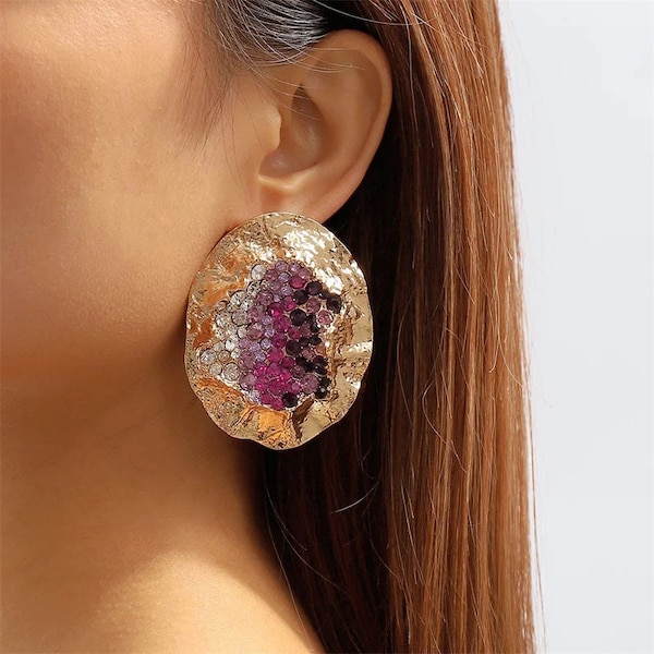 Exaggerated Crystal Oval Earrings