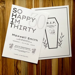 30th Birthday Invitation Template, RIP 20s, Death to my Youth Invitation, Downloadable Template