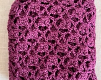 women's dark rose hand-crocheted spring scarf