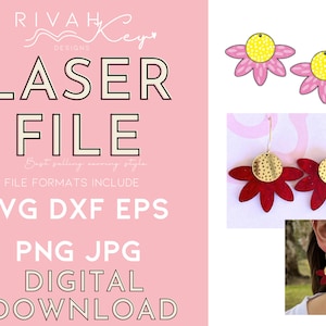 Earrings SVG | Flower earrings SVG or template, Half Bloom Hoop earrings, laser cut file