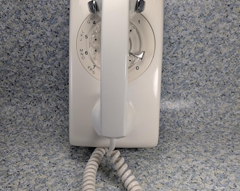 Working Vintage White Rotary Landline Wall Phone – Northern Electric / Telecom - Customizable Dial