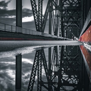 Dramatic bridge shadows and water reflections photo on Canvas, Modern Wall Art, Canvas Wall Art, Original Photography, Photo on Canvas