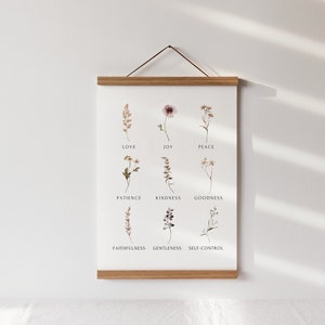 Fruit of the Spirit Floral Canvas | Bible Wall Hanging | Christian Wall Art | Galatians 5