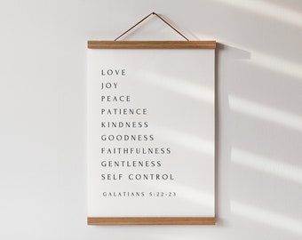 Fruit of the Spirit Hanging Sign, Bible Verse Wall Art, Galatians 5, Christian Farmhouse Decor, Housewarming Gift, Religious Gift for Mom