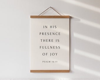 In His Presence There Is Fullness of Joy, Psalm Wooden Hanging Sign, Christian Living Room Decor, Modern Bible Verse Art, Housewarming Gift