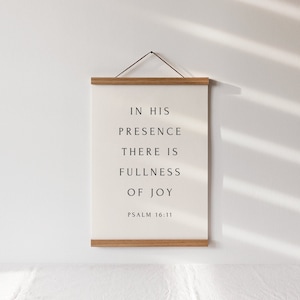 In His Presence There Is Fullness of Joy, Psalm Wooden Hanging Sign, Christian Living Room Decor, Modern Bible Verse Art, Housewarming Gift