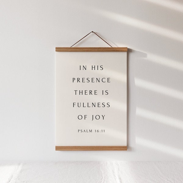 In His Presence There Is Fullness of Joy, Psalm Wooden Hanging Sign, Christian Living Room Decor, Modern Bible Verse Art, Housewarming Gift