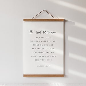 Bible Verse Sign, Wooden Hanging Frame, Family Room Sign, Religious Housewarming Gift, The Lord's Blessing Poster, Minimal Typography