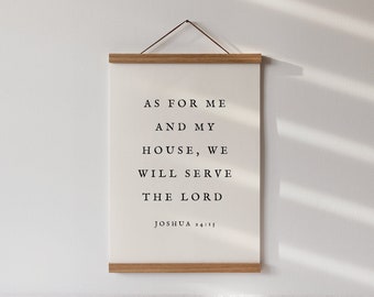 As For Me & My House, Scripture Wooden Hanging Sign, Christian Living Room Decor, Bible Verse Art, Housewarming Gift, Typography Minimal Art