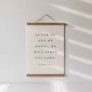 As For Me & My House, Scripture Wooden Hanging Sign, Christian Living Room Decor, Bible Verse Art, Housewarming Gift, Typography Minimal Art