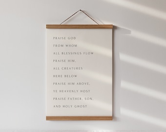 The Doxology Sign, Christian Hymn Wall Art, Worship Song Lyrics, Praise God From Whom All Blessings Flow, Living Room Decor, Religious Gift