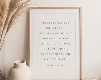 Christian Wall Art, The Lord Bless You, Numbers 6:24-26, Bible Verse Poster, Minimal Scripture Sign, Religious Home Decor, Housewarming Gift