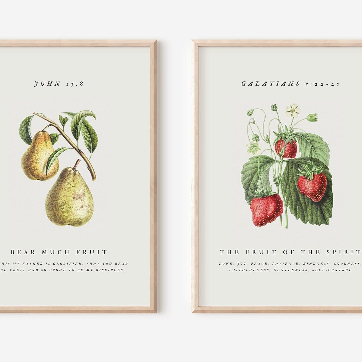Fruit of the Spirit, Christian Wall Art Set of 2, John 15:8, Modern Bible Verse Print, Vintage Scripture Home Decor, Religious Holiday Gift - Etsy
