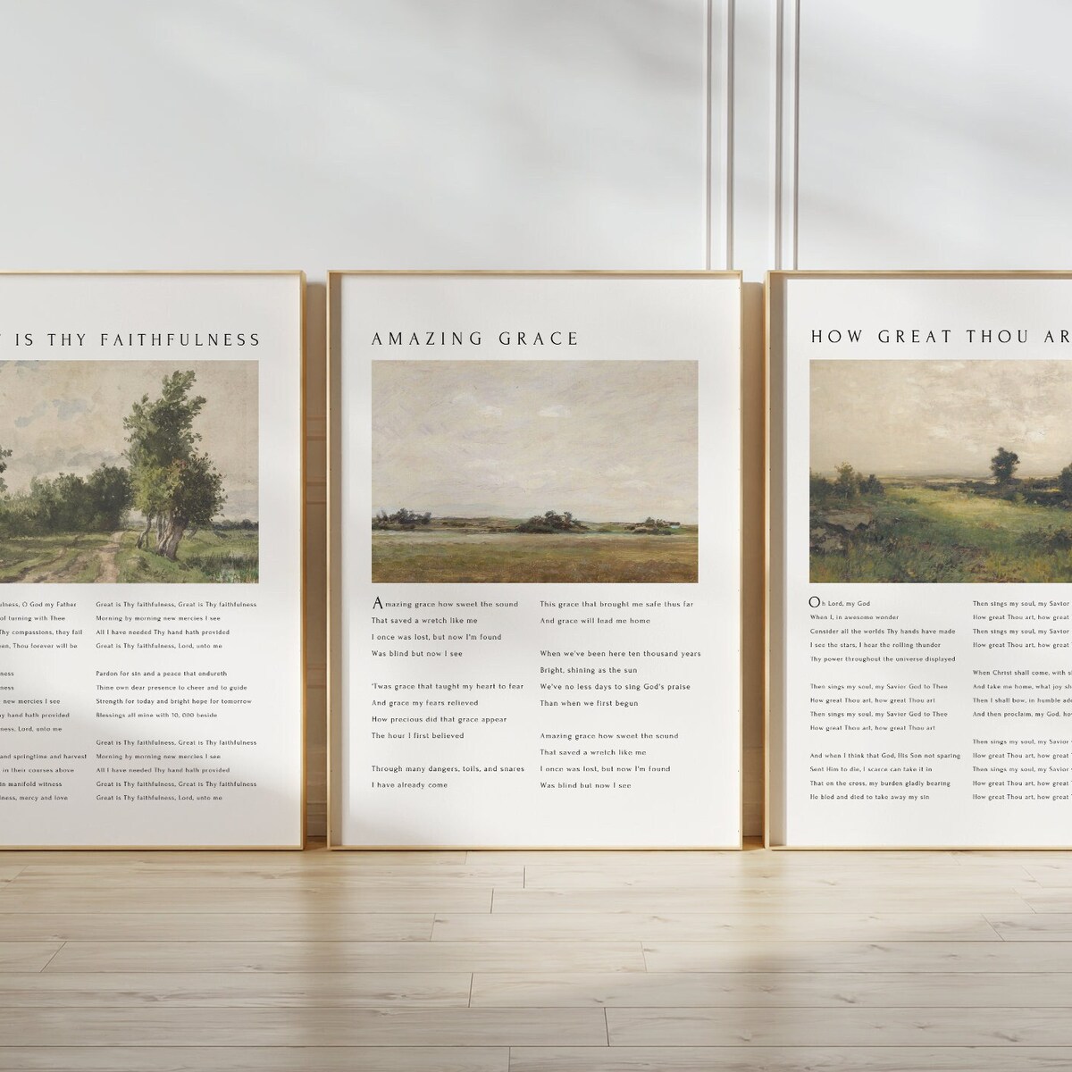 17 x 22 Christian Wall Art Set of 3, How Great Thou Art Hymn Print, Amazing Grace, Worship Song Lyric Quote, Vintage Scripture Decor, Religious Home - Etsy