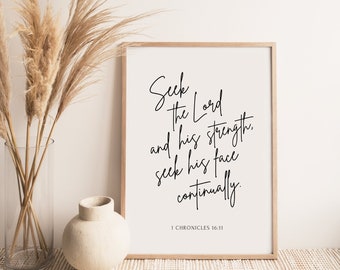 SEEK THE LORD, 1 Chronicles 16:11, Minimal Christian Wall Art, Bible Verse Printable, Christian Home Decor, Baptism Gift