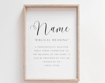 Personalized Name Meaning Sign, Custom Biblical Name Definition, Gift For New Parents, Christian Wall Art, Baby Shower, Nursery Decor