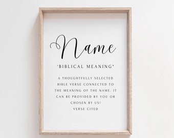 Personalized Name Meaning Sign, Custom Biblical Name Definition, Gift For New Parents, Christian Wall Art, Baby Shower, Nursery Decor