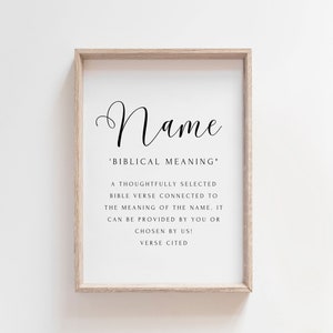 Custom Baby Name Meaning Art, Personalized Biblical Name Definition, Nursery Christian Wall Art, New Parents Gift, Baby Shower, Crib Decor