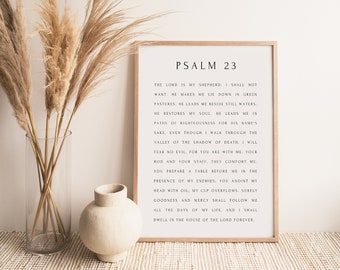 Christian Wall Art, Psalm 23, The Lord is My Shepherd, Minimal Bible Verse Print, Modern Christian Decor, Typography Scripture Poster