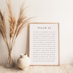 Christian Wall Art, Psalm 23, The Lord is My Shepherd, Minimal Bible Verse Print, Modern Christian Decor, Typography Scripture Poster