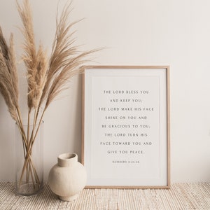 The Lord's Blessing, Numbers 6:24-26, Typography Christian Art Print, Bible Verse Wall Art, Minimal Scripture Sign, Christian Home Decor