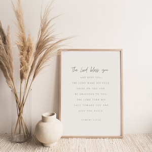 The Lord Bless You, Numbers 6:24-26, Printed Bible Verse Wall Art, Christian Wall Art, Minimal Scripture Poster, Christian Home Decor